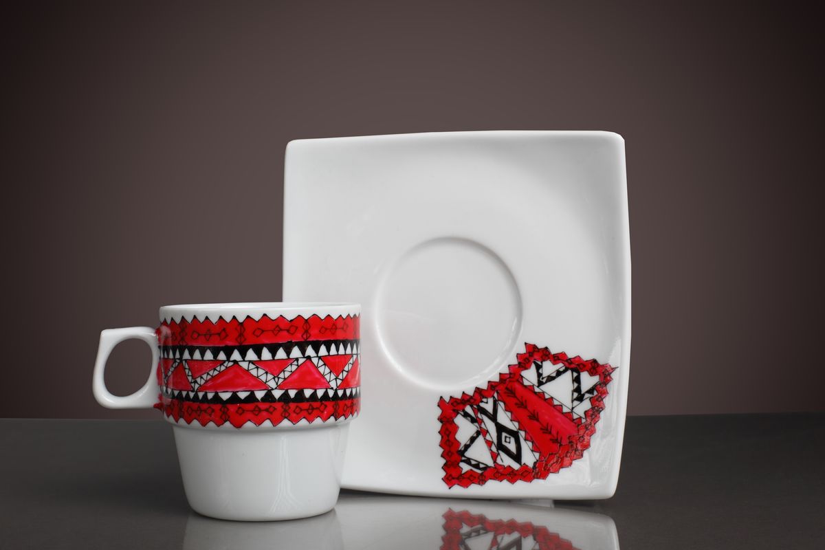 ceasca cafea portelan picatat manual