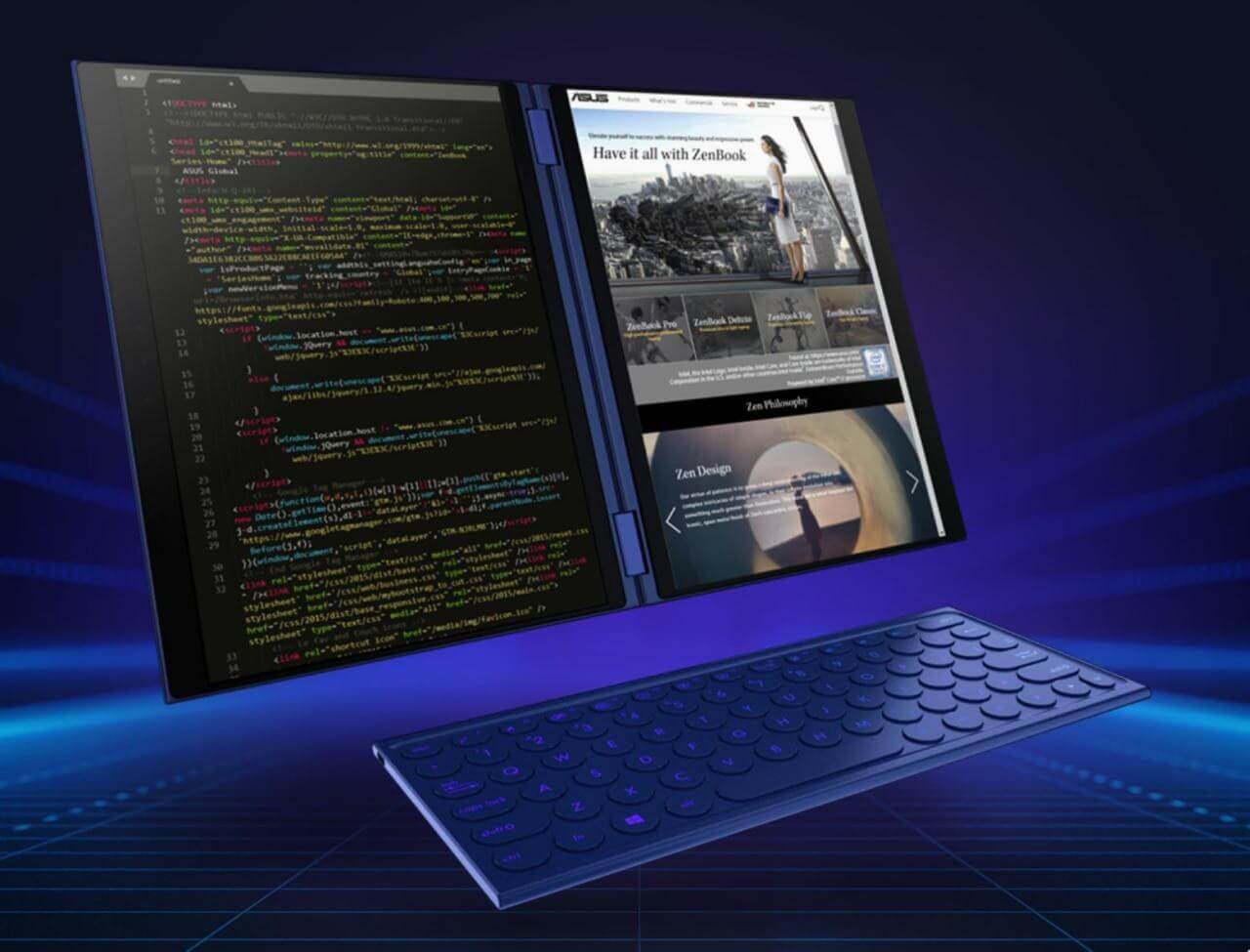 Asus dezvăluie PC-ul futurist cu ecran dual și inteligență artificială