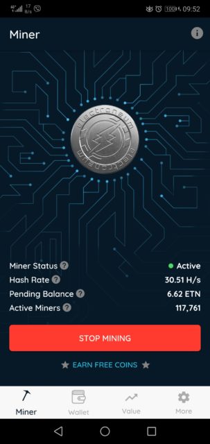 Minati Electroneum cu telefonul