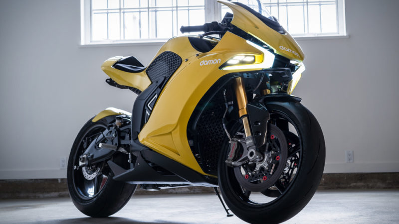 Motocicleta electrică Damon Hypersport atinge 320 km/h și are o autonomie de 320 km
