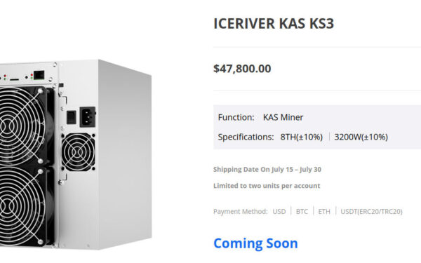 The famous ICERIVER KAS KS3 miner can generate over 2000 euros per day!
